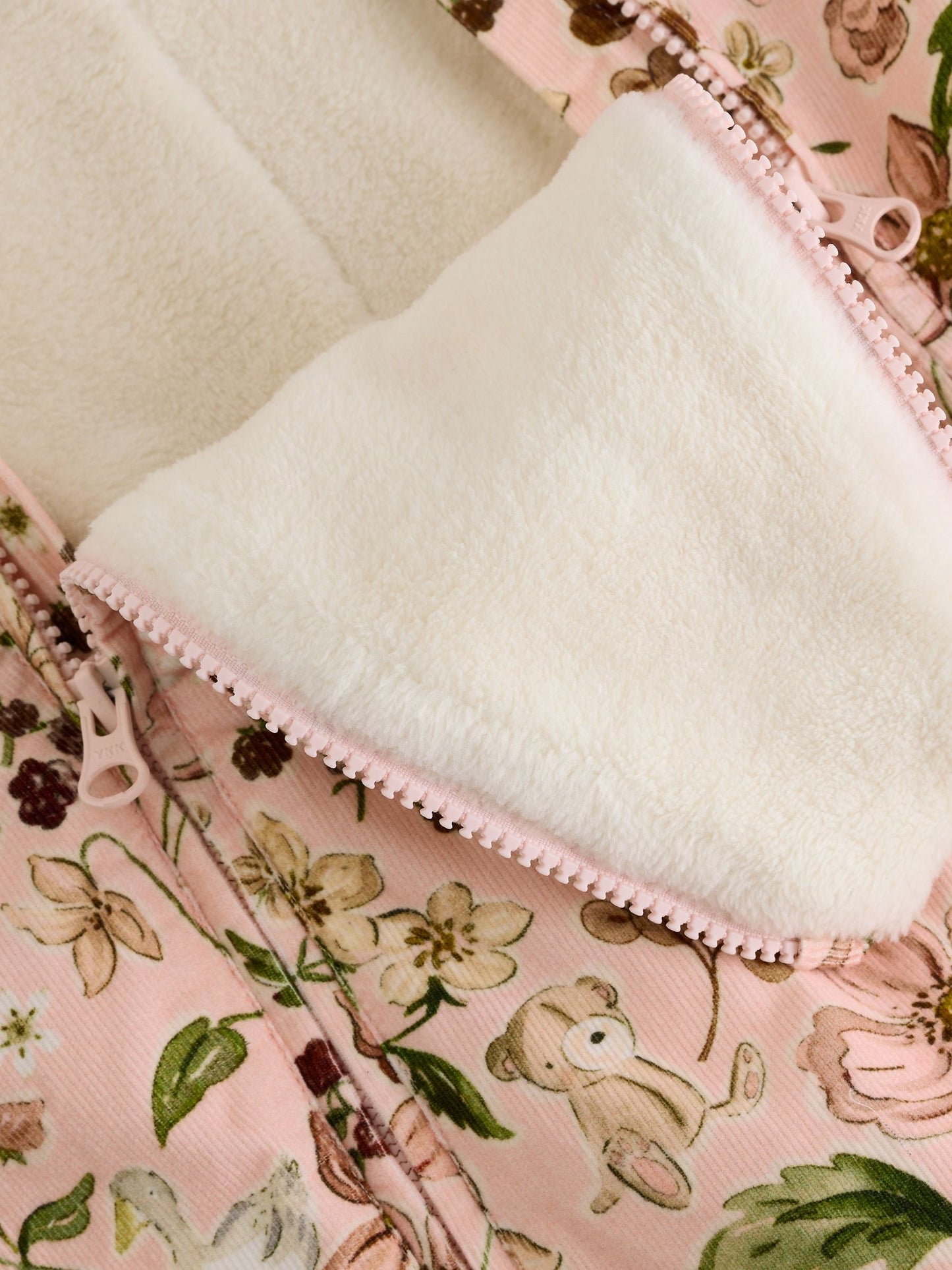 Pink Woodland Printed Baby Cord Hooded Pramsuit (0mths-2yrs)