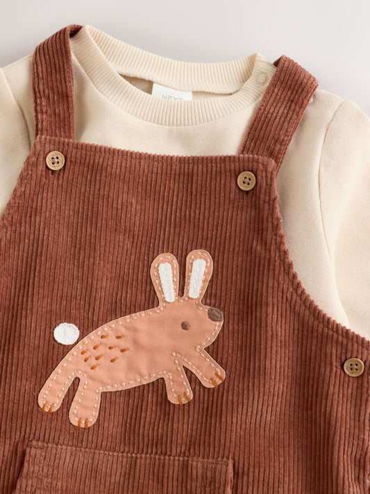 Brown Woodland Cord Dungarees and Bodysuit Set (0mths-2yrs) image 3