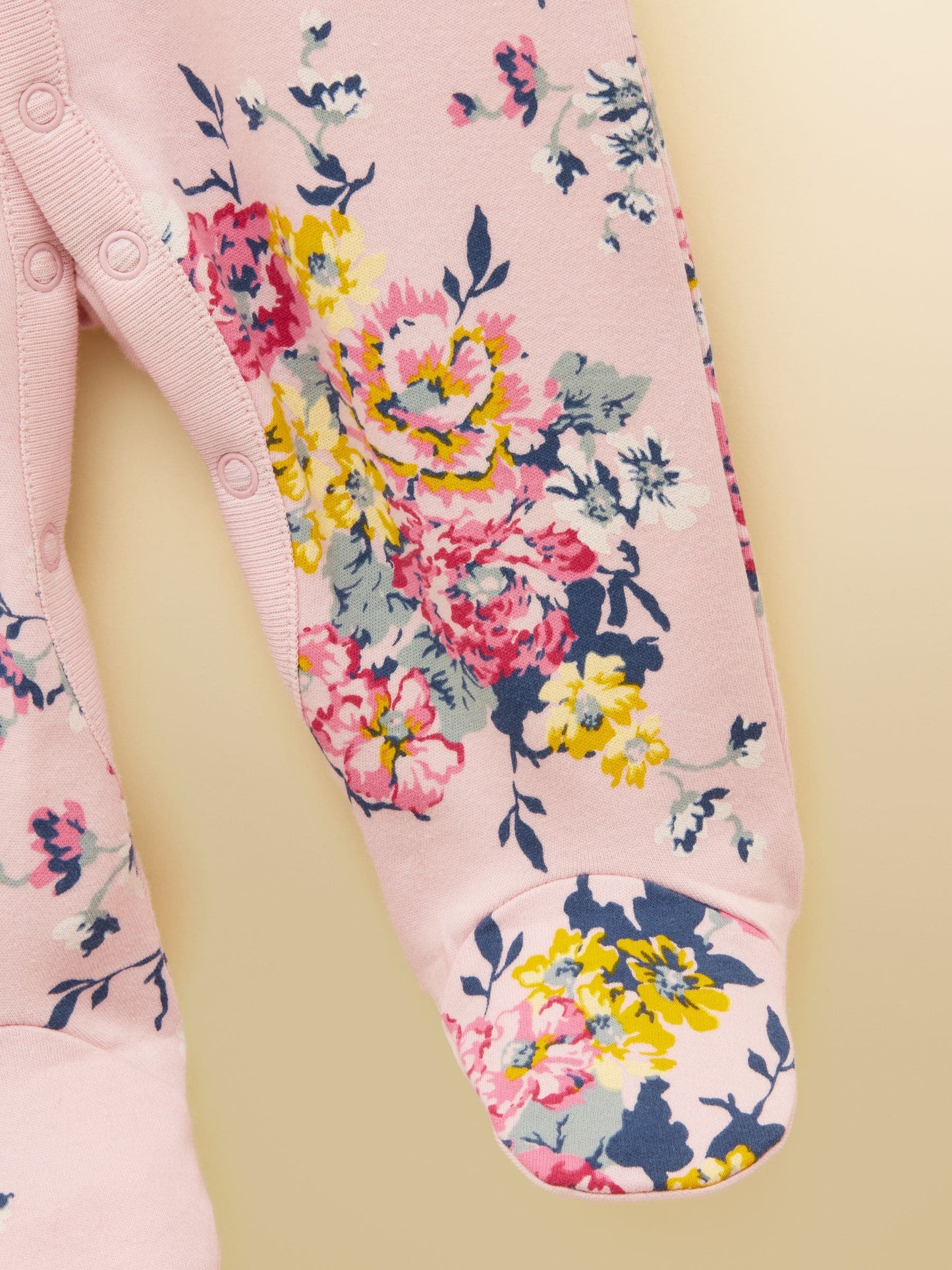 Joules Razamataz Pink Floral Cotton Babygrow image 4