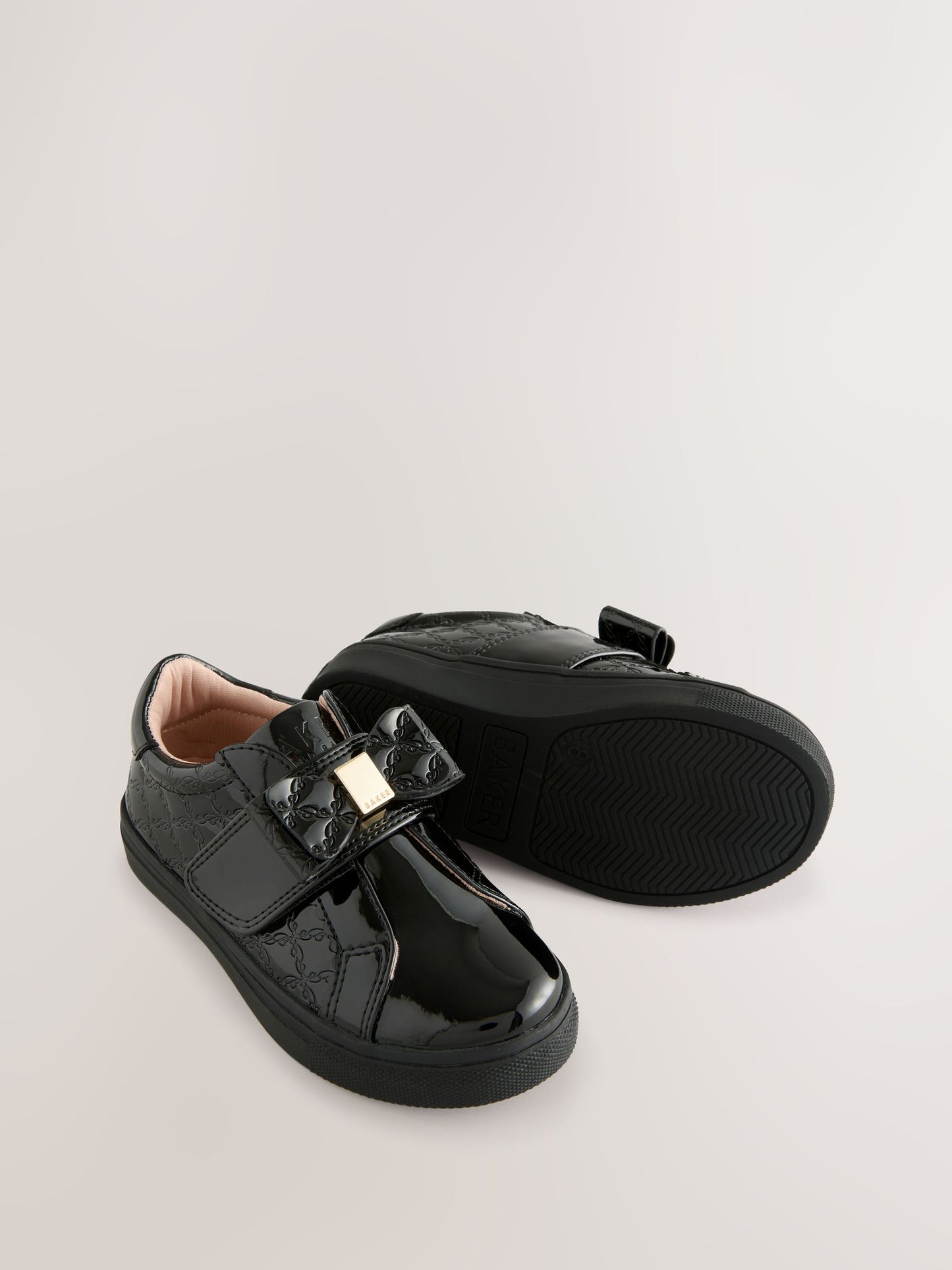 Baker by Ted Baker Boys Back to School Patent Bow Black Trainers image 5
