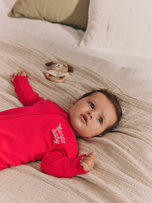 Red Baby Christmas Santa Sleepsuit (0mths-3yrs) image 3