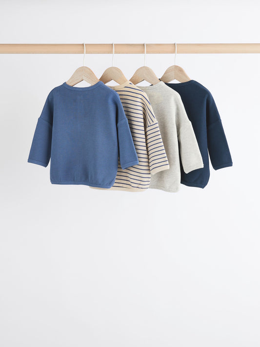 Blue Stripe Baby Long Sleeve T-Shirts 4 Pack (0mths-2yrs) image 2