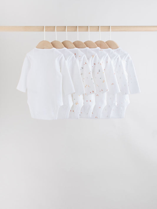Dsiney Kidz - White Character 7 Pack Long Sleeve 100% Cotton Baby Bodysuits image 2