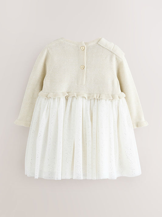 Baker by Ted Baker Knitted Glitter Mesh Mockable Dress