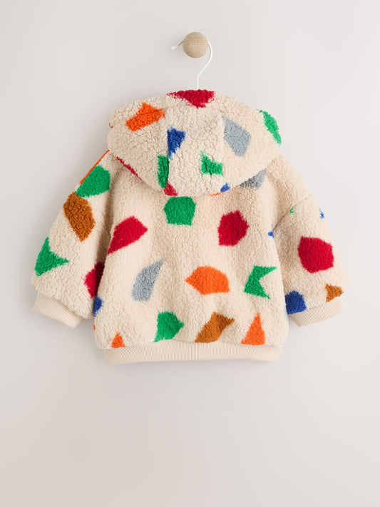 Natural Bright Geo Printed Zip Through Hooded Baby Jacket (0mths-2yrs)