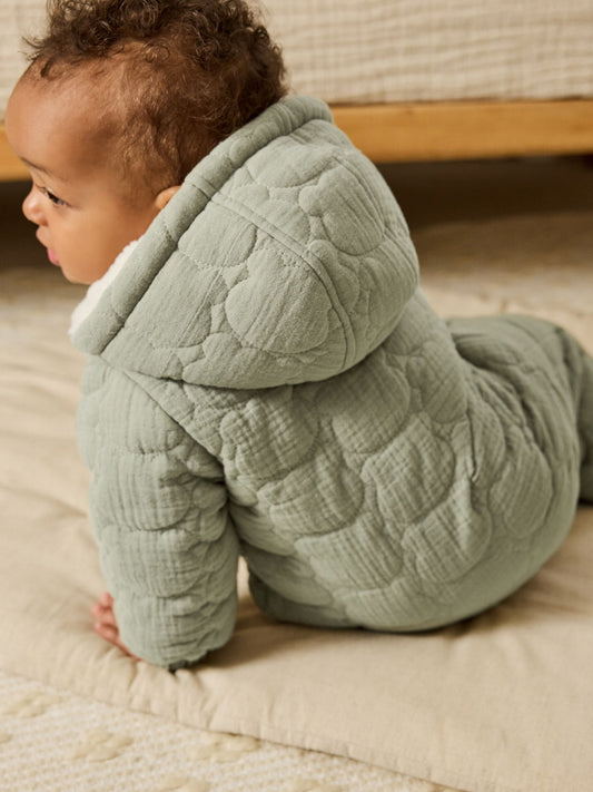 Sage Green Crinkled Baby Pramsuit (0mths-2yrs)