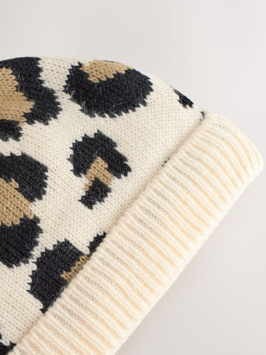 Animal Baby Print Knitted Pom Hat (0mths-2yrs)