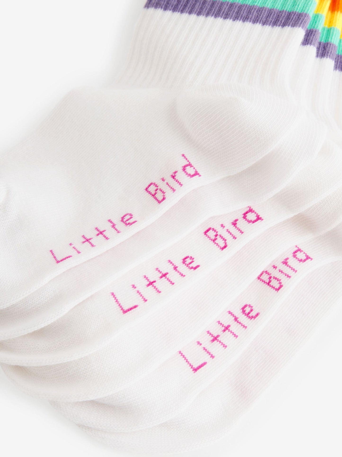 Little Bird by Jools Oliver White Pastel Stripe Tube Socks 3 Pack image 4