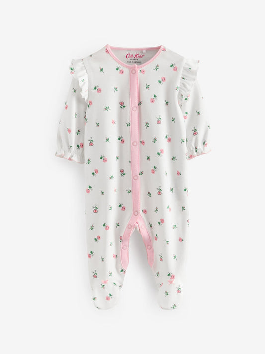 Pink Cath Kidston Floral Baby 100% Cotton Sleepsuits 3 Pack image 3