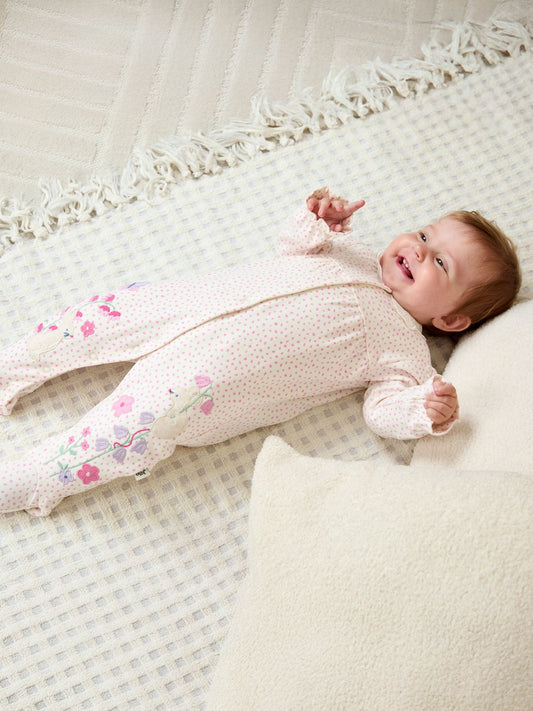 JoJo Maman Bébé Pink Pretty Appliqué Sleepsuit image 2