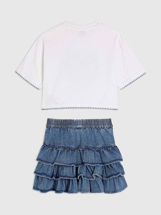 Dsiney Kidz - River Island Blue Pretty Bow T-Shirt & Rara Skirt Set image 2