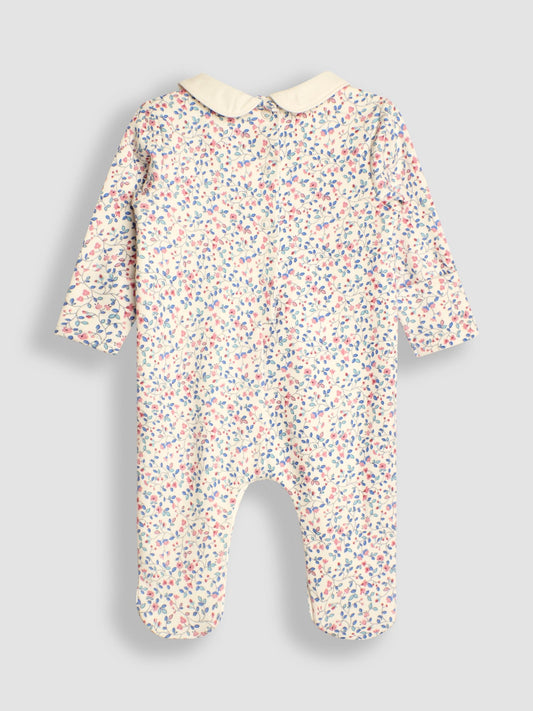 JoJo Maman Bébé Cream Pretty Smocked Sleepsuit image 2