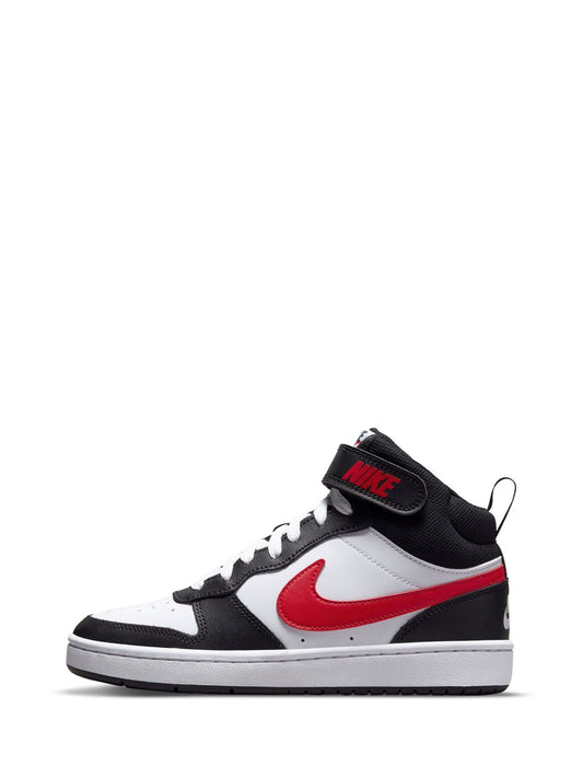 Nike White/Black Red Youth Court Borough Mid Trainers image 2