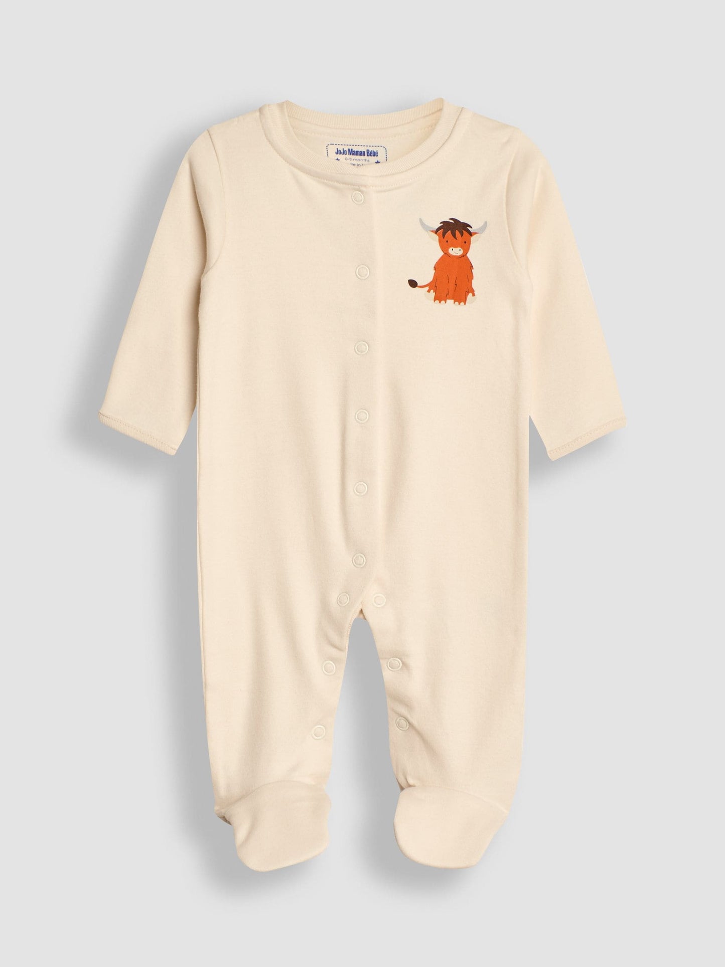 JoJo Maman Bébé Rust Cow Cotton Footed Animal Sleepsuits 3-Pack image 6