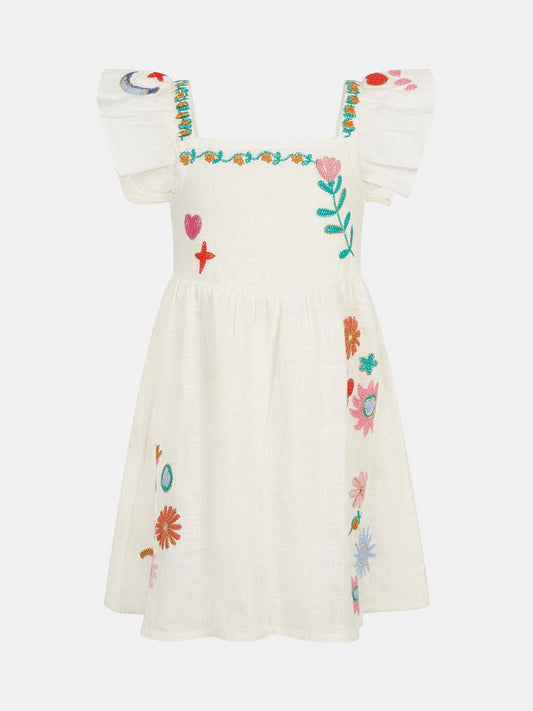 Dsiney Kidz - Angels By Accessorize White Girls Embroidered Cotton Dress image 2