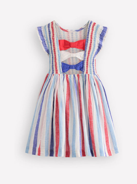 Dsiney Kidz - Boden Blue Shirred Bow Back Dress image 2