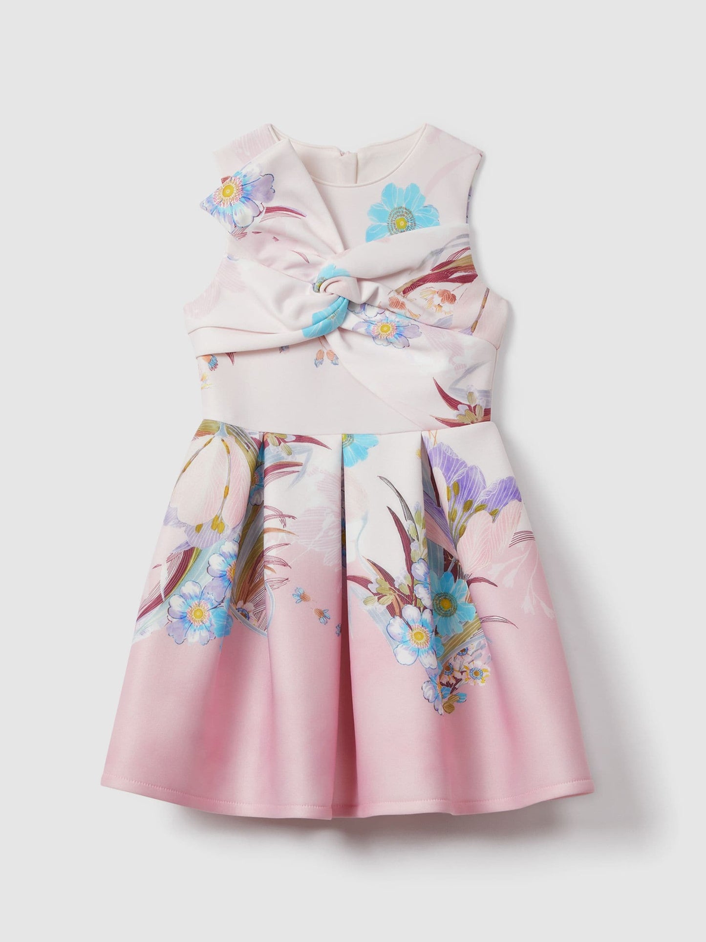 Dsiney Kidz - Reiss Pink Marti 13-14 yrs Floral Scuba Twist Fit-and-Flare Dress image 1