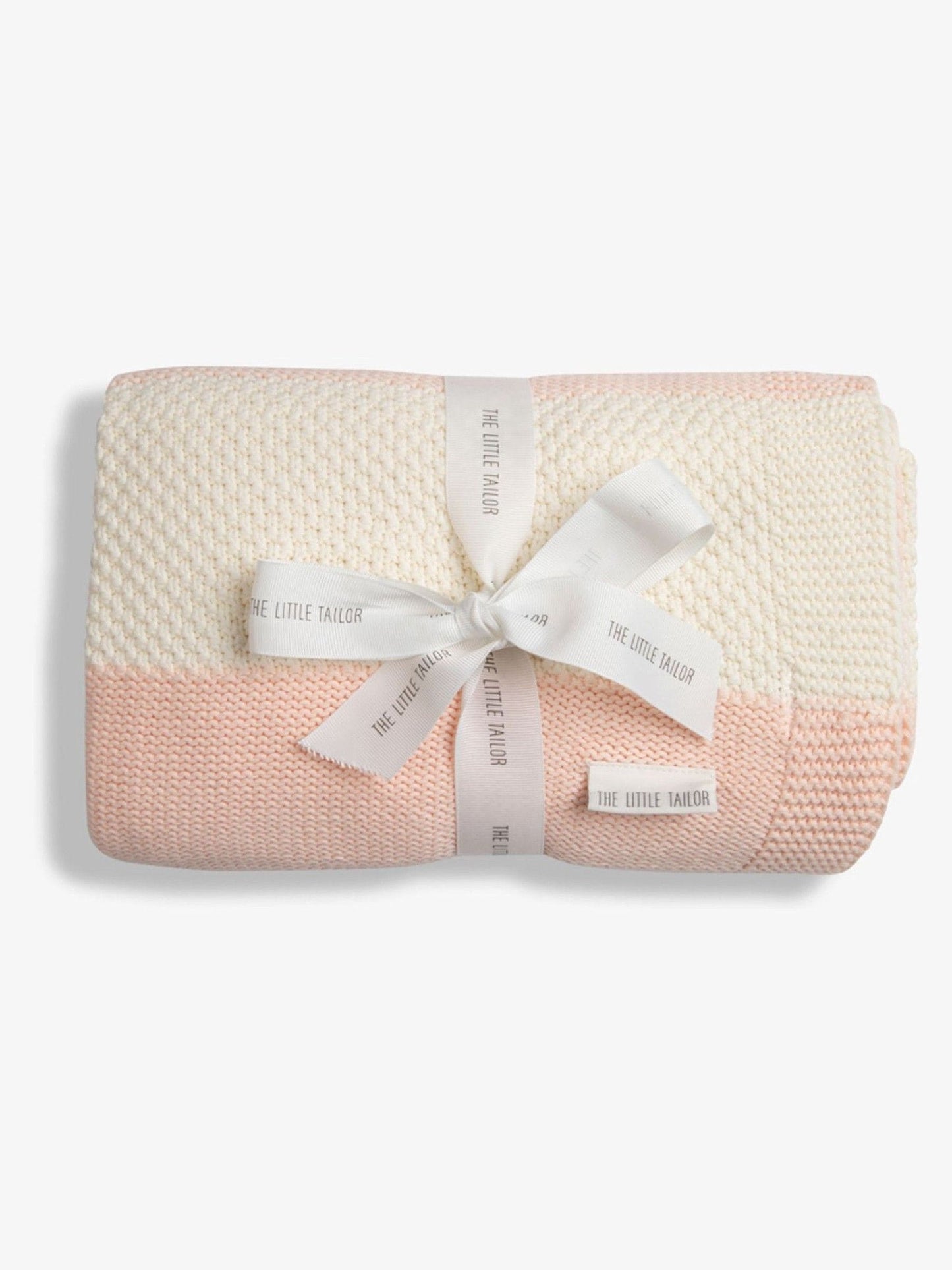 The Little Tailor Pink 100% Cotton Textured Stripe Shawl Blanket image 1