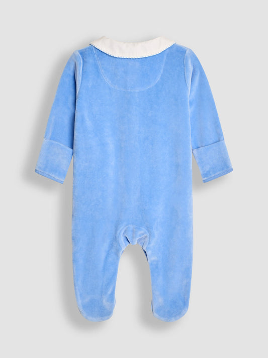 JoJo Maman Bébé Blue Bear Heart Appliqué Velour All-In-One image 2
