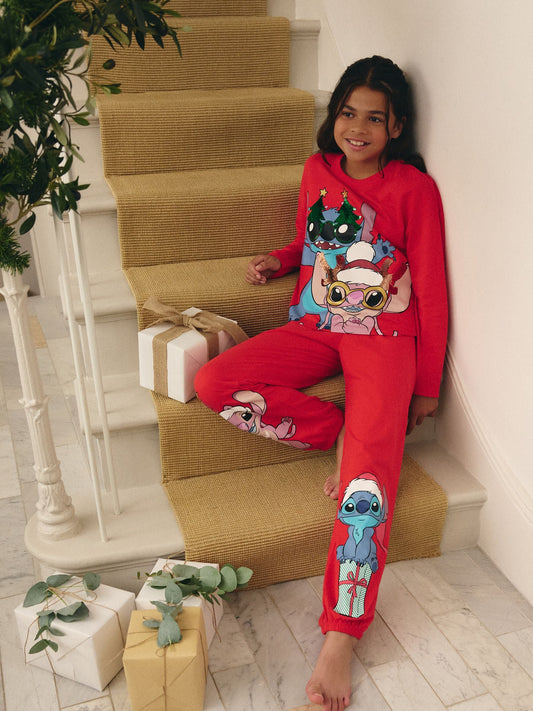 Red Lilo and Stitch Christmas Pyjamas (3-14yrs)