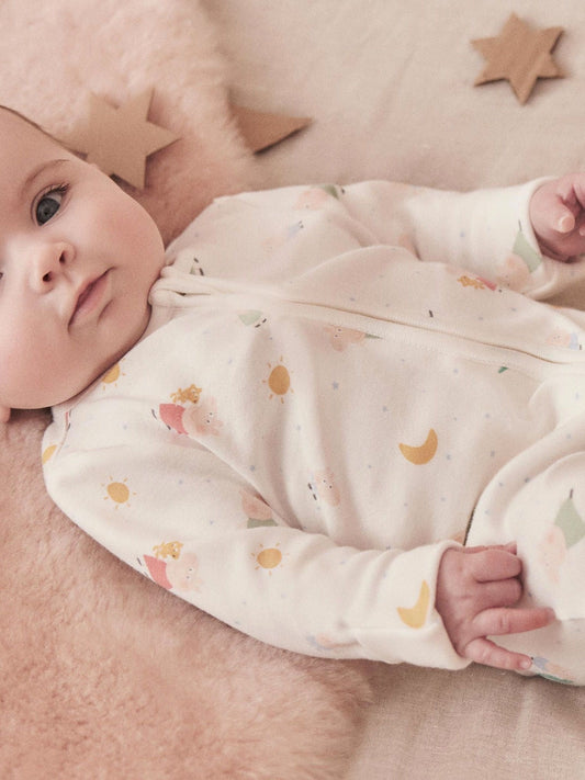 MORI White Peppa Pig Supersoft 2 Way Zip Up Sleepsuit image 2