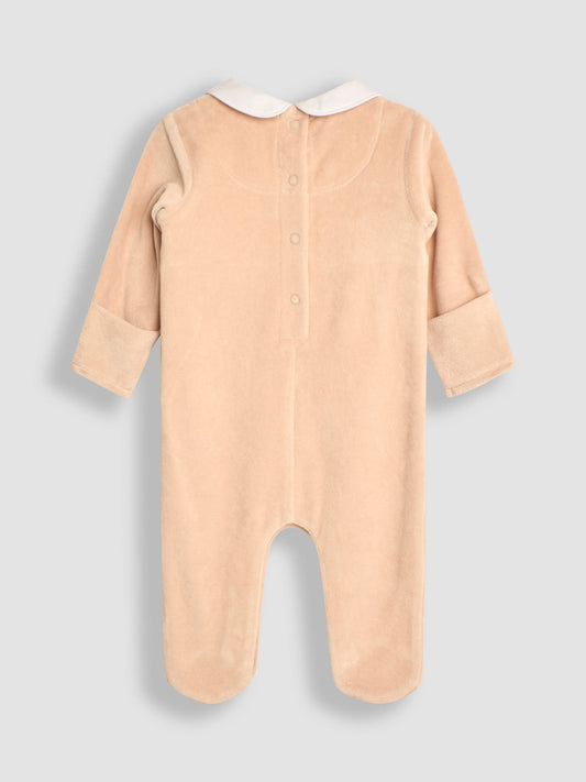 JoJo Maman Bébé Natural Bear Smocked Velour All-In-One image 2