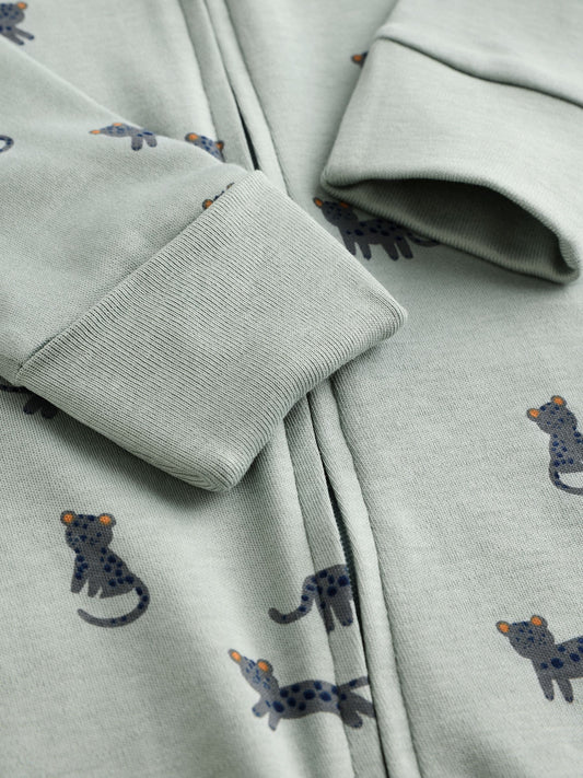 Teal Blue Baby Printed Zip Sleepsuits 3 Pack (0mths-3yrs) image 3