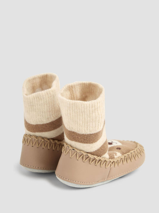JoJo Maman Bébé Brown Bear Mouse Moccasin Slipper Socks image 2