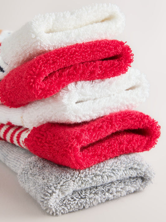 Dsiney Kidz - Red Christmas Roll Top Baby Socks 5 Pack image 2