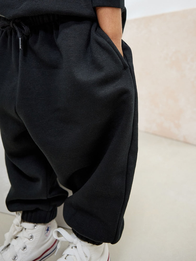 Black Slogan Hoodie and Joggers Set Immediate