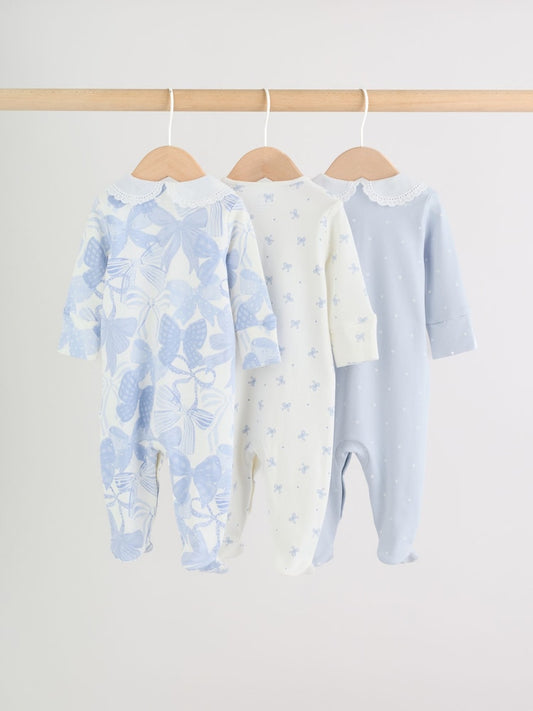 Blue Baby Sleepsuits 3 Pack (0mths-2yrs)