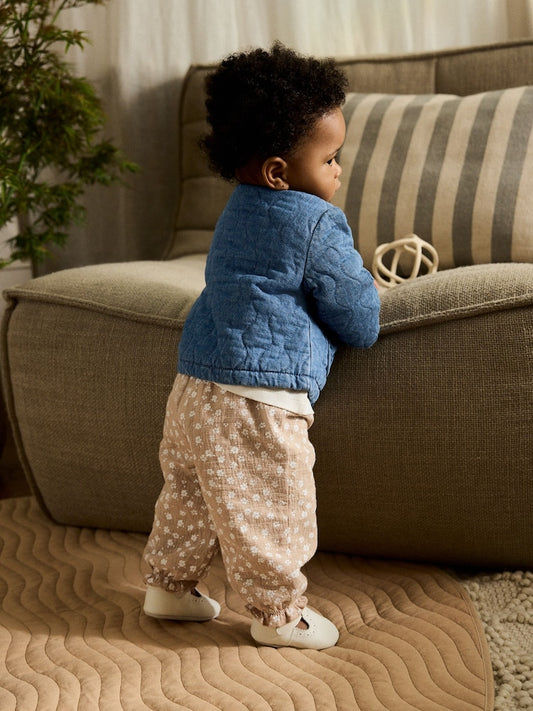 Blue Denim Jersey Quilted Baby Jacket (0mths-2yrs)