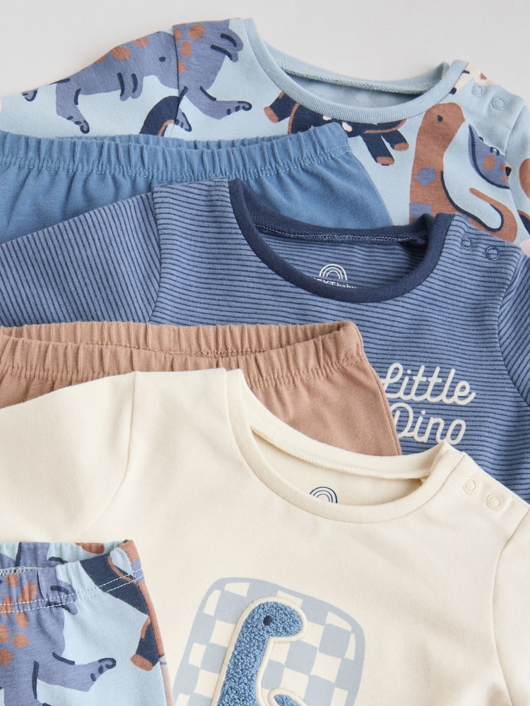 Blue Dino Tops and Leggings 6 Piece Baby Set (0mths-3yrs)