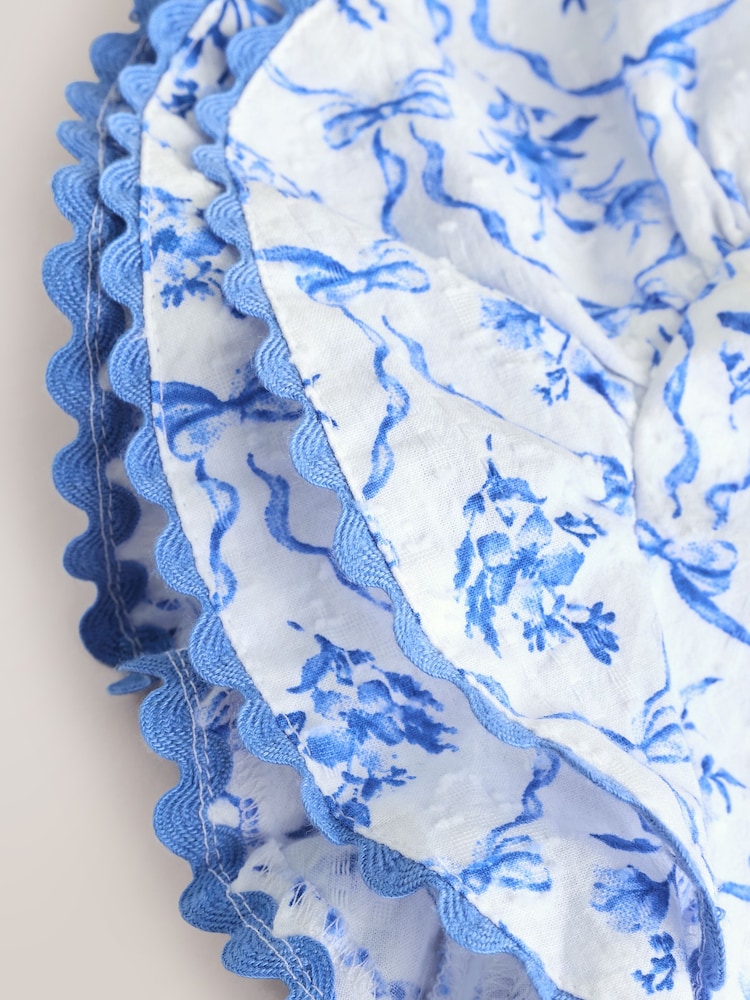 Blue Floral Angel Sleeve Dress (3mths-8yrs)