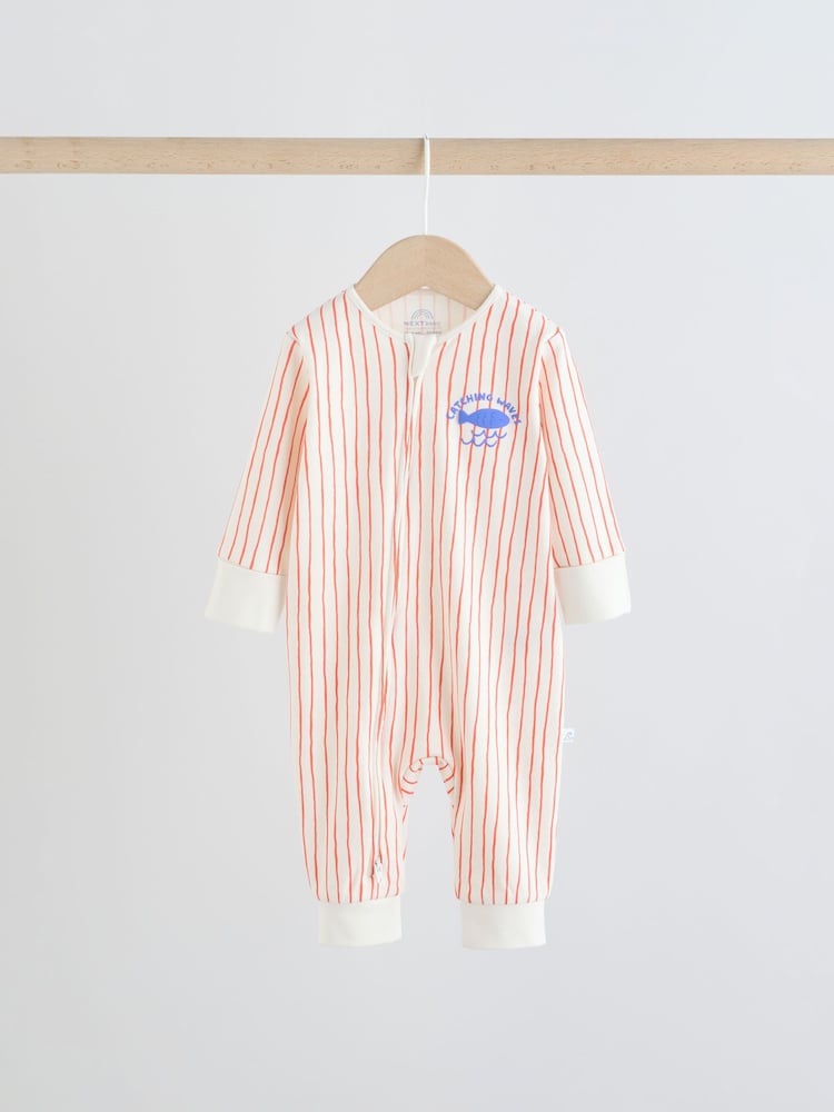 Blue Nautical Two Way Zip Baby Sleepsuits 3 Pack (0mths-3yrs)