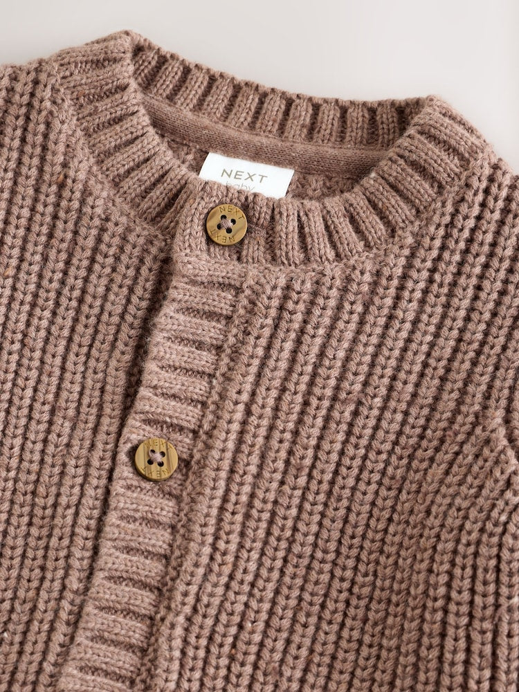 Brown Baby Bear Knitted Embroidered Baby Cardigan
