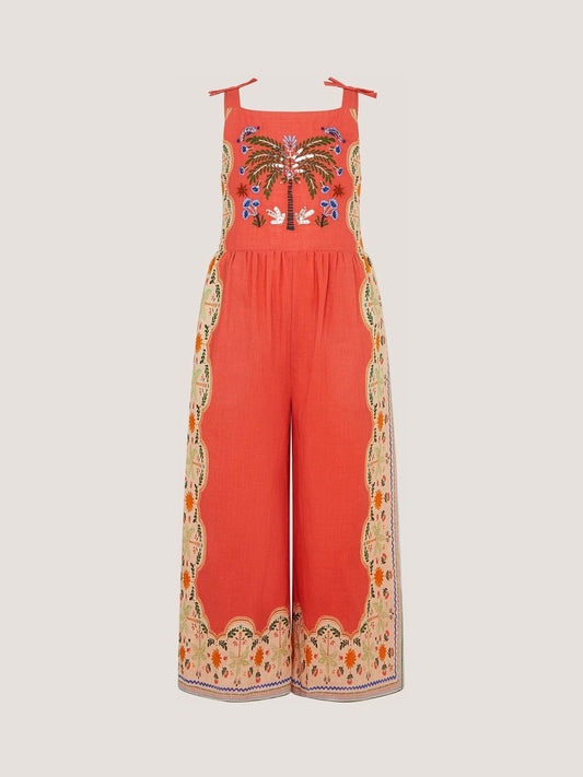 Dsiney Kidz - Monsoon Orange Charlie Taylor Palm Embroidered Jumpsuit image 2