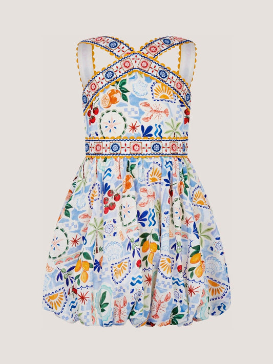 Dsiney Kidz - Monsoon Cream Charlie Taylor Printed Bubble Hem Dress image 2