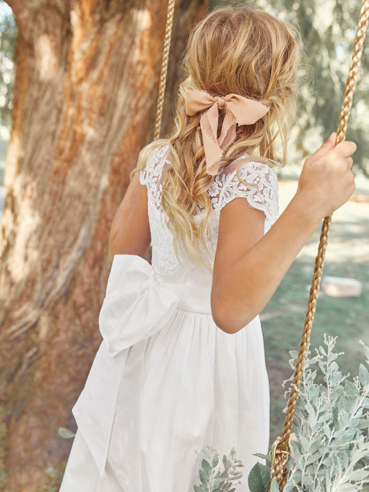 Dsiney Kidz - White Lace Bodice Flower Girl Bow Dress (3-16yrs) image 2