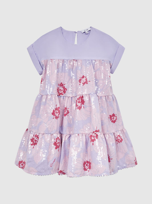 Dsiney Kidz - Reiss Lilac Lucie Sequin Print Tiered Dress image 2