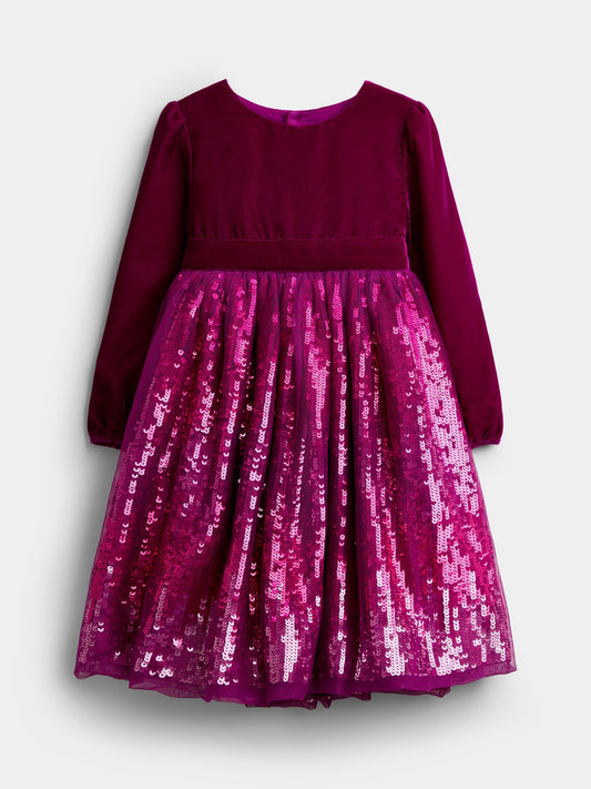 JoJo Maman Bébé Plum Purple Velvet & Sequin Party Dress - image 1
