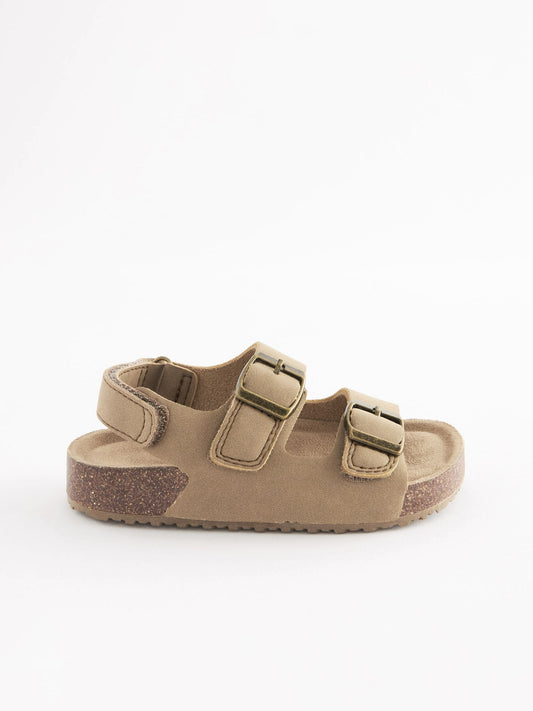 Stone Beige Standard Fit (F) Double Buckle Cushioned Footbed Sandals image 2