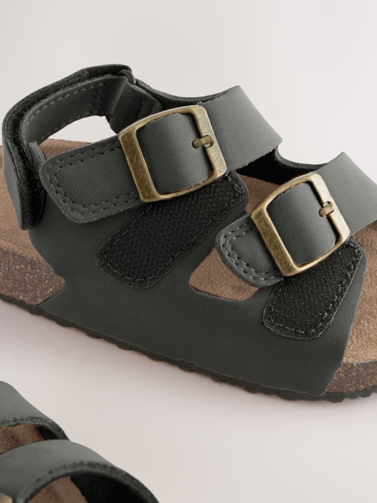 Black Standard Fit (F) Double Buckle Cushioned Footbed Sandals image 5