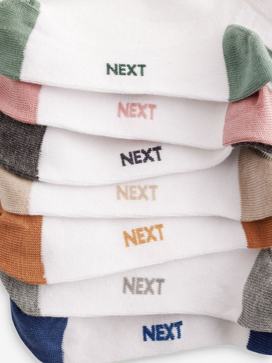 White/Bright Heel and Toe Cotton Rich Trainer Socks 7 Pack image 3