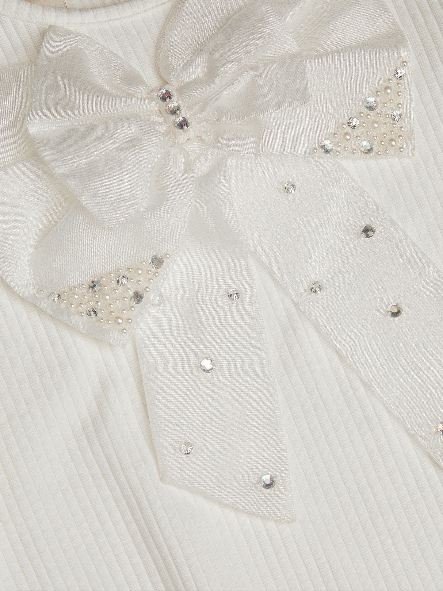 Dsiney Kidz - Monsoon Cream Embellished Puff Sleeve Bow T-Shirt image 4