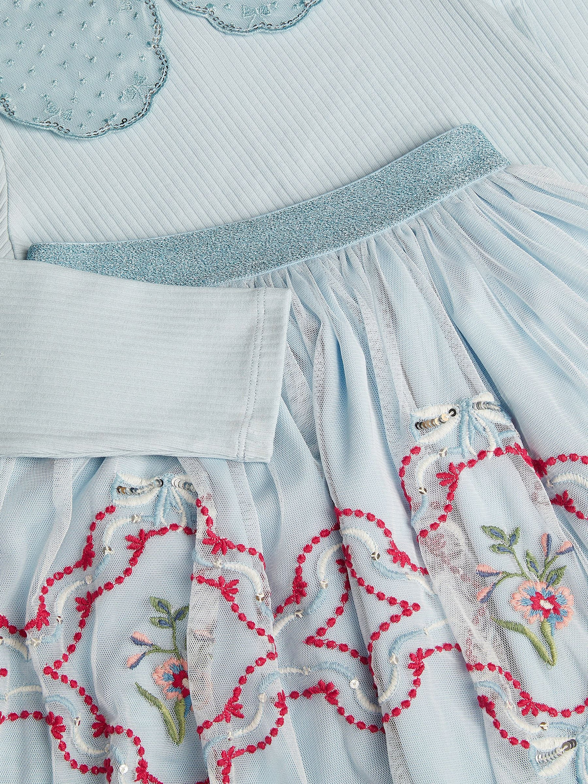 Dsiney Kidz - Monsoon Blue Cheri Top & Mesh Disco Skirt Set image 4