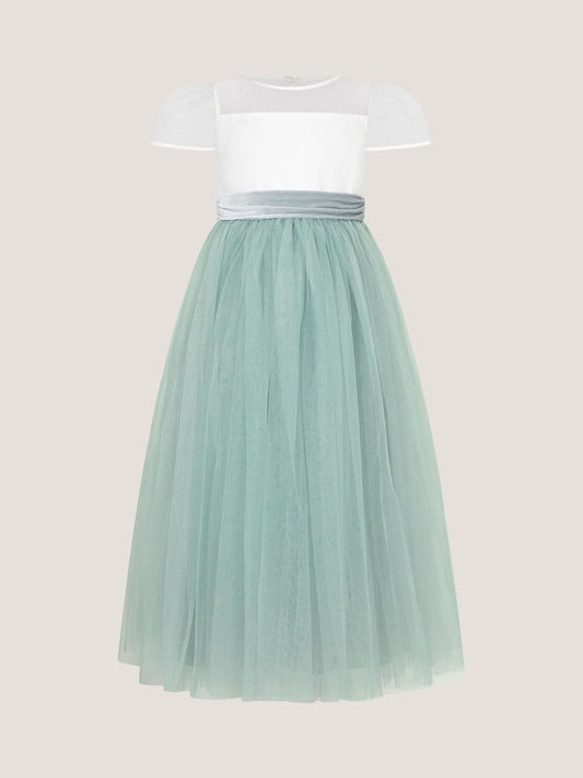 Dsiney Kidz - Monsoon Green Velvet Bow Bridesmaid Dress image 2