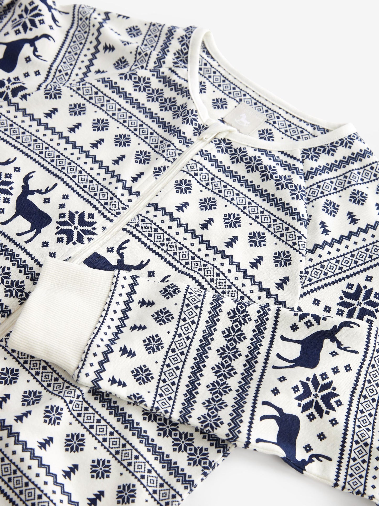 The Little Tailor Cream Baby 100% Cotton Reindeer Christmas Fairisle Pattern All-In-One image 6