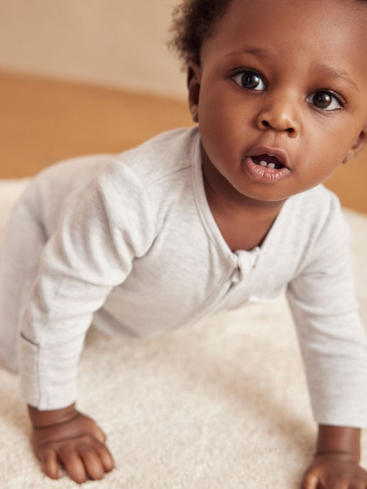 MORI Grey 2 Way Zip-Up Clever Sleepsuit image 2