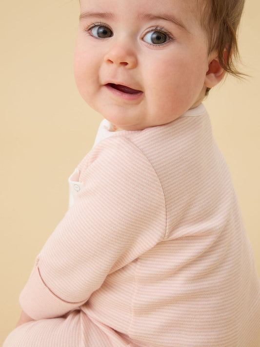 MORI Pink Stripe 2 Way Zip-Up Clever Sleepsuit image 2